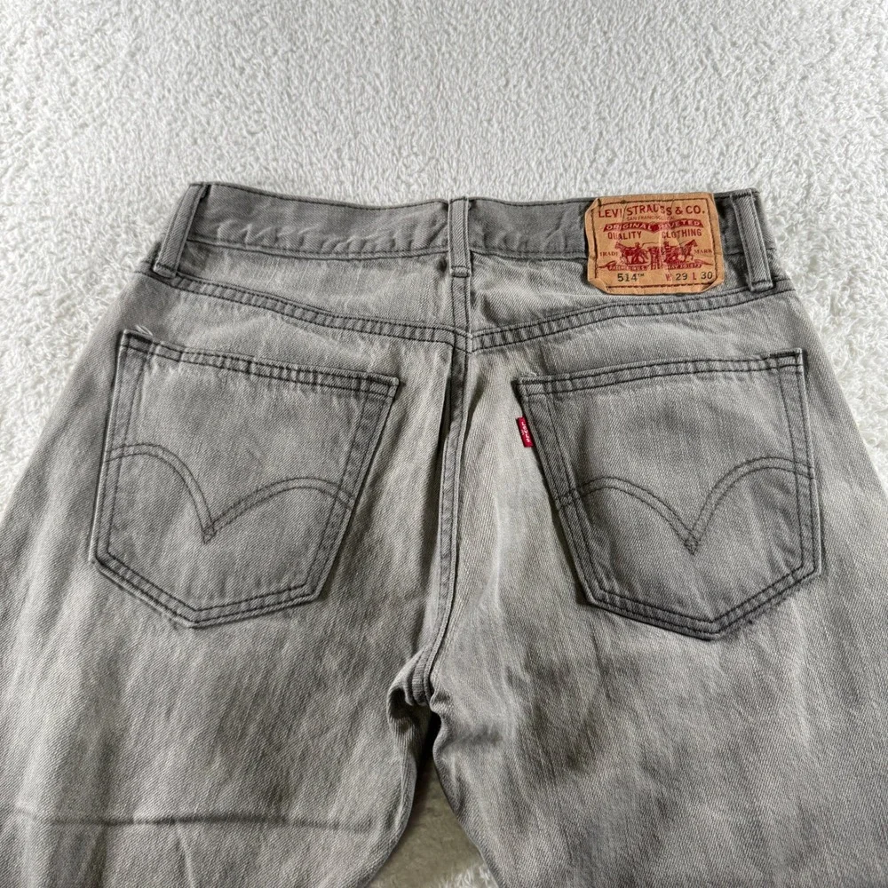 Y2K Levi 514 Slim Straight Light Gray Grey Stone Wash 29x30 Denim Jeans Pants